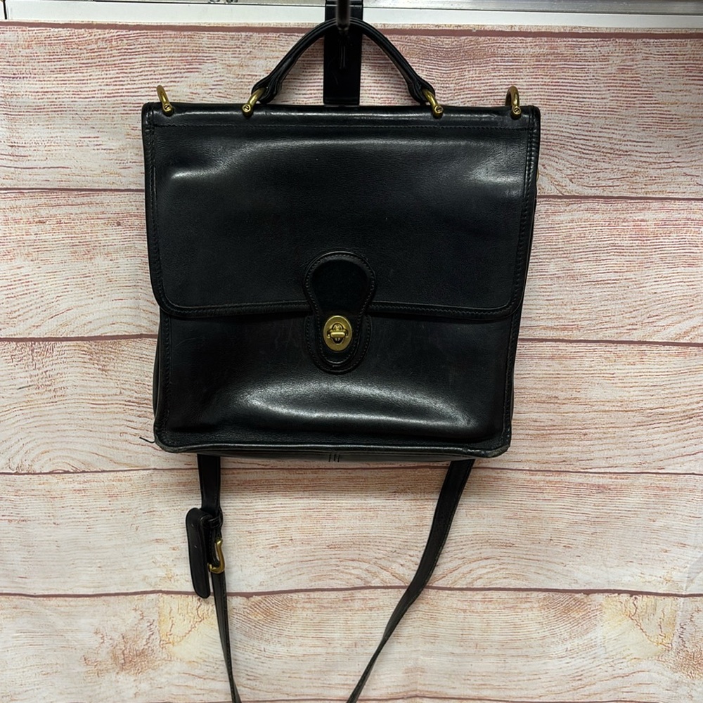 VTG Coach 1994 Willis 9927 black leather satchel crossbody flap bag